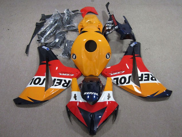 Erschwingliche Honda CBR1000RR Motorrad Verkleidungen Kit 2008-2011 - Orange Weiss Rot Glanzendes Schwarz Repsol