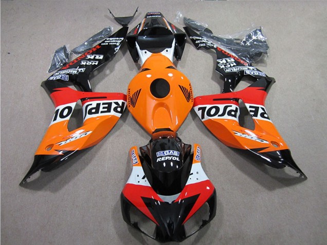 Erschwingliche Honda CBR1000RR Motorrad Verkleidungen Kit 2006-2007 - Orange Weiss Rot Glanzendes Schwarz Repsol