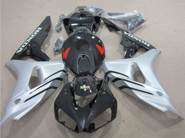 Erschwingliche Honda CBR1000RR Motorrad Verkleidung 2006-2007 - Silber Glanzendes Schwarz