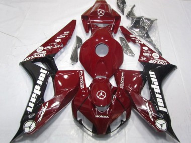 Erschwingliche Honda CBR1000RR Motorrad Verkleidung 2006-2007 - Kastanienbraun Rot Glanzendes Schwarz Weiss Jordan
