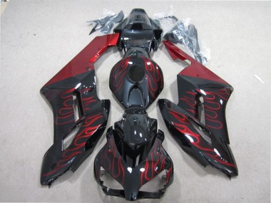 Erschwingliche Honda CBR1000RR Motorrad Verkleidung 2004-2005 - Glanzendes Schwarz Rot Flamme