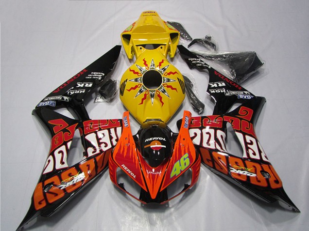 Erschwingliche Honda CBR1000RR Motorrad Verkleidung 2004-2005 - Gelb Orange Glanzendes Schwarz Repsol Rossi 46