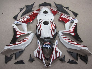 Erschwingliche Honda CBR1000RR Motorrad Verkleidung 2004-2005 - Weiss Rot Glanzendes Schwarz Flamme Hai