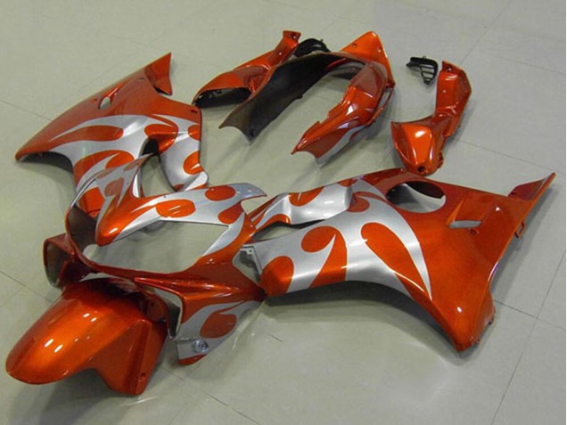 Erschwingliche Honda CBR600 F4i Motorrad Verkleidung 2004-2007 - Silber Orange Flamme