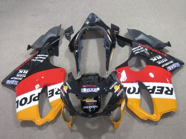 Erschwingliche Honda CBR600 F4 Motorrad Verkleidung 1999-2000 - Orange Weiss Rot Glanzendes Schwarz Repsol