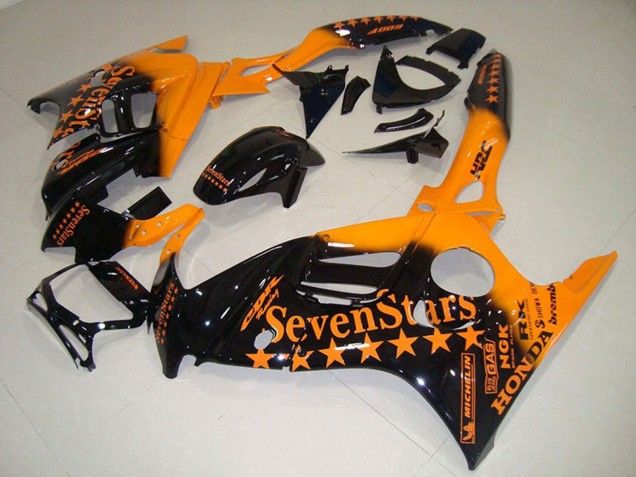 Erschwingliche Honda CBR600 F3 Motorrad Verkleidung 1995-1996 - Orange Glanzendes Schwarz SevenStars