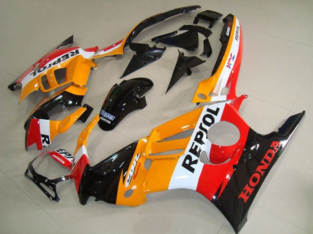 Erschwingliche Honda CBR600 F3 Motorrad Verkleidung 1995-1996 - Orange Weiss Glanzendes Schwarz Repsol