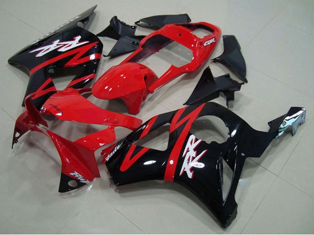 Erschwingliche Honda CBR900RR 954 Motorrad Verkleidung 2002-2003 - Rot Glanzendes Schwarz Streifen