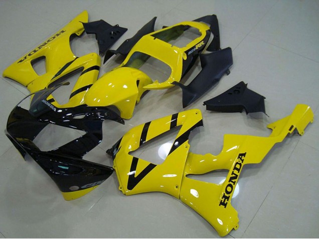 Erschwingliche Honda CBR900RR 929 Motorrad Verkleidung 2000-2001 - Gelb Glanzendes Schwarz