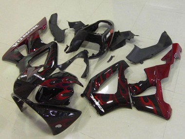 Erschwingliche Honda CBR900RR 929 Motorrad Verkleidung 2000-2001 - Glanzendes Schwarz Rot Flamme