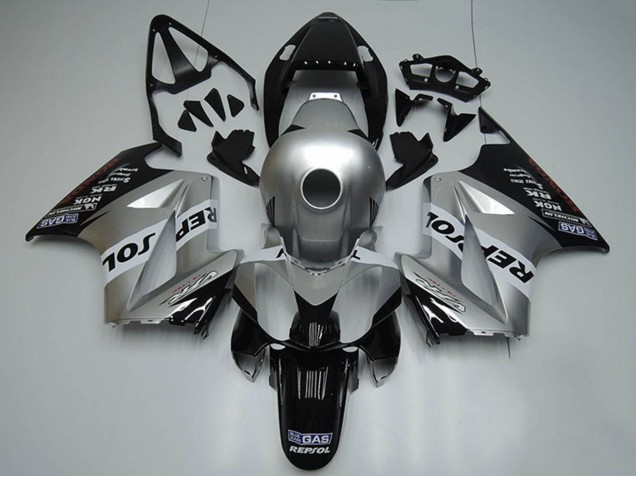 Erschwingliche Honda VFR 800 Motorrad Verkleidung 2002-2013 - Silber Weiss Glanzendes Schwarz Repsol