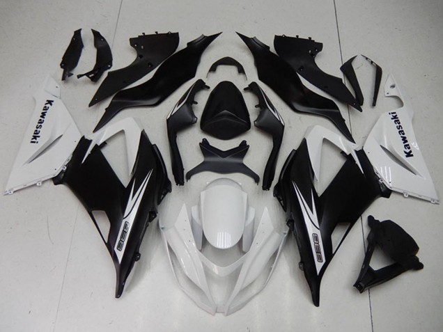 Erschwingliche Kawasaki ZX6R Motorrad Verkleidungen Kit 2013-2018 - Weiss Matt Schwarz