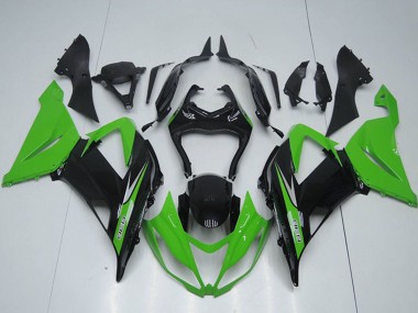 Erschwingliche Kawasaki ZX6R Motorrad Verkleidungen Kit 2013-2018 - Grun Glanzendes Schwarz