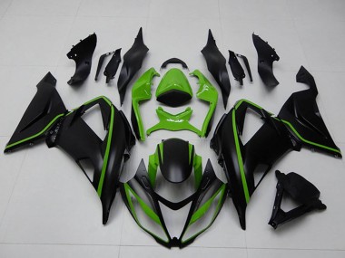Erschwingliche Kawasaki ZX6R Motorrad Verkleidung 2013-2018 - Grun Matt Schwarz