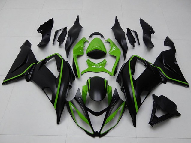 Erschwingliche Kawasaki ZX6R Motorrad Verkleidung 2013-2018 - Grun Matt Schwarz