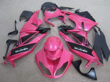 Erschwingliche Kawasaki ZX6R Motorrad Verkleidung 2009-2012 - Rosa Schwarz Monster