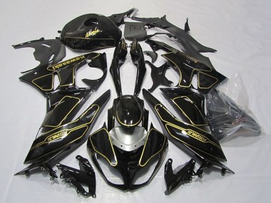 Erschwingliche Kawasaki ZX6R Motorrad Verkleidung 2009-2012 - Glanzendes Schwarz Silber Gold