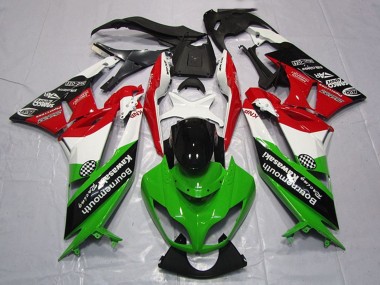 Erschwingliche Kawasaki ZX6R Motorrad Verkleidung 2009-2012 - Weiss Rot Grun Glanzendes Schwarz