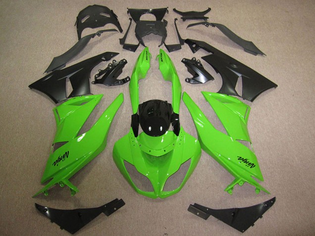 Erschwingliche Kawasaki ZX6R Motorrad Verkleidung 2009-2012 - Grun Glanzendes Schwarz Matt Schwarz