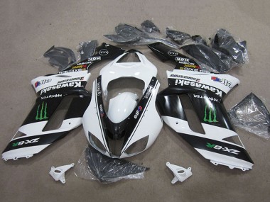 Erschwingliche Kawasaki ZX6R Motorrad Verkleidung 2007-2008 - Schwarz Weiss Monster