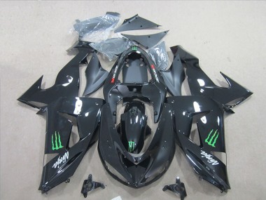 Erschwingliche Kawasaki ZX6R Motorrad Verkleidung 2007-2008 - Schwarz Ninja Grun Monster