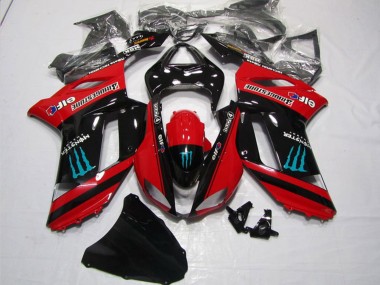Erschwingliche Kawasaki ZX6R Motorrad Verkleidung 2007-2008 - Rot Schwarz Monster