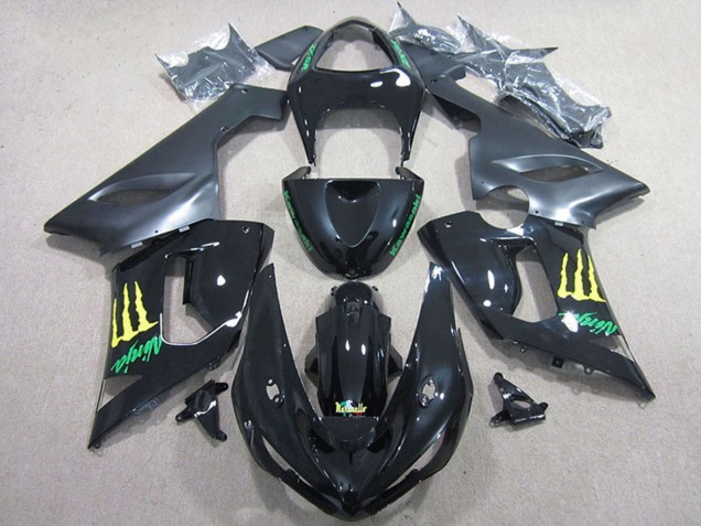 Erschwingliche Kawasaki ZX6R Motorrad Verkleidung 2005-2006 - Glanzendes Schwarz Gelb Monster