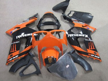Erschwingliche Kawasaki ZX6R Motorrad Verkleidung 2003-2004 - Orange Schwarz Monster
