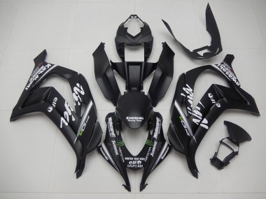 Erschwingliche Kawasaki ZX10R Motorrad Verkleidung 2016-2020 - Matt Schwarz Grun Weiss Monster Rennen Team Motocard