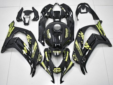 Erschwingliche Kawasaki ZX10R Motorrad Verkleidung 2016-2020 - Glanzendes Schwarz Gelb Motul Rennen Team Motocard