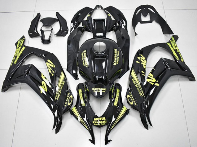 Erschwingliche Kawasaki ZX10R Motorrad Verkleidung 2016-2020 - Glanzendes Schwarz Gelb Motul Rennen Team Motocard
