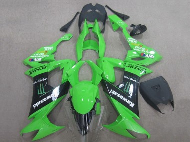 Erschwingliche Kawasaki ZX10R Motorrad Verkleidung 2008-2010 - Grun Schwarz Monster Energy Elf Dunlop