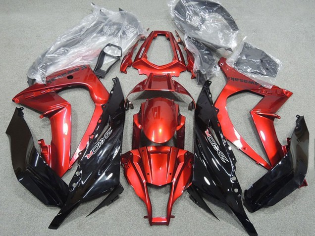 Erschwingliche Kawasaki ZX10R Motorrad Verkleidung 2011-2015 - Rot Glanzendes Schwarz