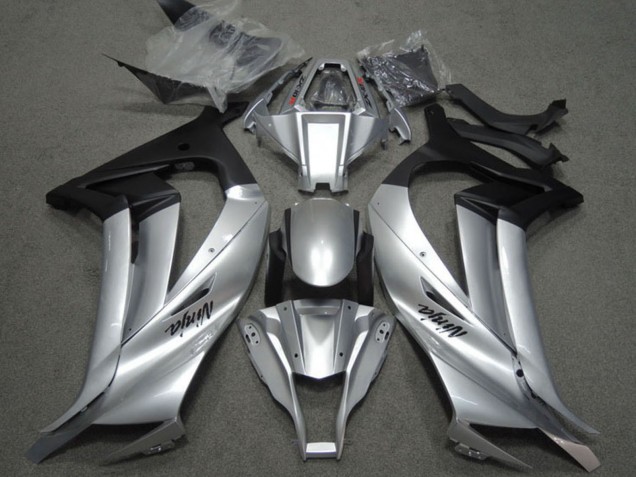 Erschwingliche Kawasaki ZX10R Motorrad Verkleidung 2011-2015 - Silber Matt Schwarz