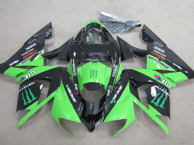 Erschwingliche Kawasaki ZX10R Motorrad Verkleidung 2004-2005 - Schwarz Grun Monster