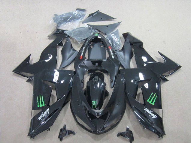 Erschwingliche Kawasaki ZX10R Motorrad Verkleidung 2006-2007 - Glanzendes Schwarz Grun Monster