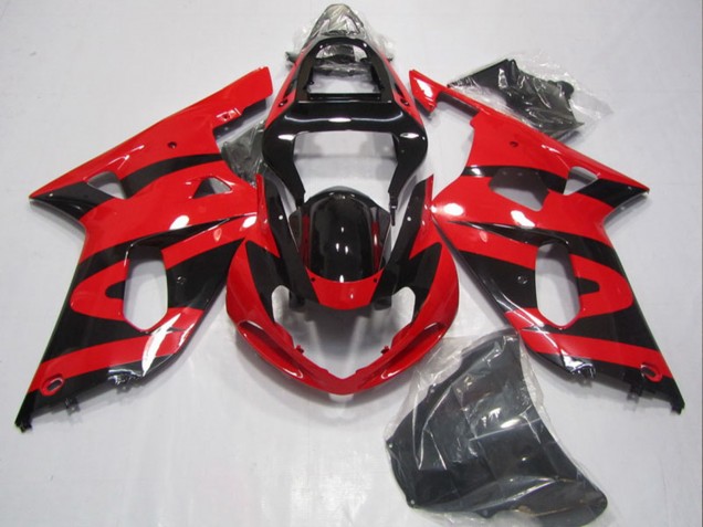 Erschwingliche Suzuki GSXR 600 Motorrad Verkleidung 2001-2003 - Rot Glanzendes Schwarz