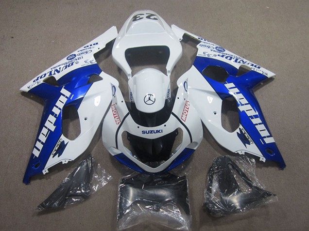 Erschwingliche Suzuki GSXR 600 Motorrad Verkleidung 2001-2003 - Weiss Blau Jordan Motul