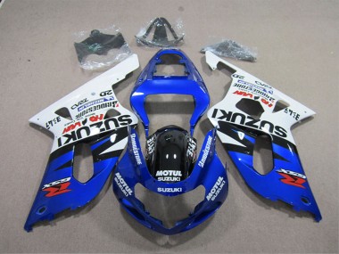 Erschwingliche Suzuki GSXR 600 Motorrad Verkleidung 2001-2003 - Weiss Blau Schwarz Motul