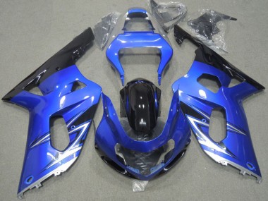 Erschwingliche Suzuki GSXR 600 Motorrad Verkleidung 2001-2003 - Blau Weiss Glanzendes Schwarz