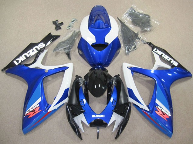 Erschwingliche Suzuki GSXR 600 Motorrad Verkleidung 2006-2007 - Weiss Blau Glanzendes Schwarz Rot