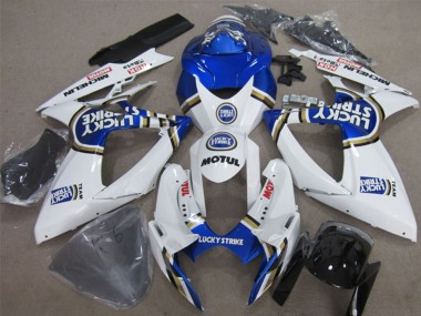 Erschwingliche Suzuki GSXR 600 Motorrad Verkleidung 2006-2007 - Weiss Blau Lucky Strike Motul