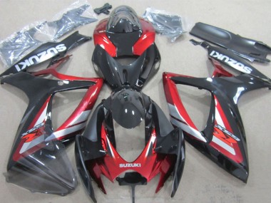 Erschwingliche Suzuki GSXR 600 Motorrad Verkleidung 2006-2007 - Glanzendes Schwarz Rot Silber