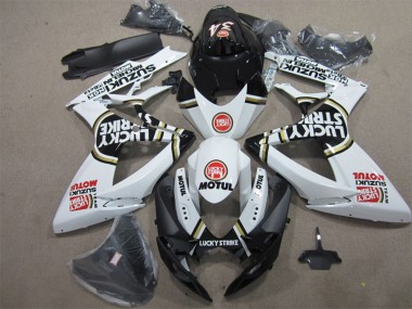 Erschwingliche Suzuki GSXR 600 Motorrad Verkleidung 2006-2007 - Weiss Schwarz Rot Lucky Strike Motul
