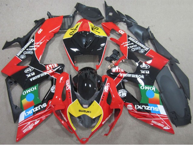 Erschwingliche Suzuki GSXR 600 Motorrad Verkleidung 2006-2007 - Rot Gelb Grun Blau Schwarz JOMO