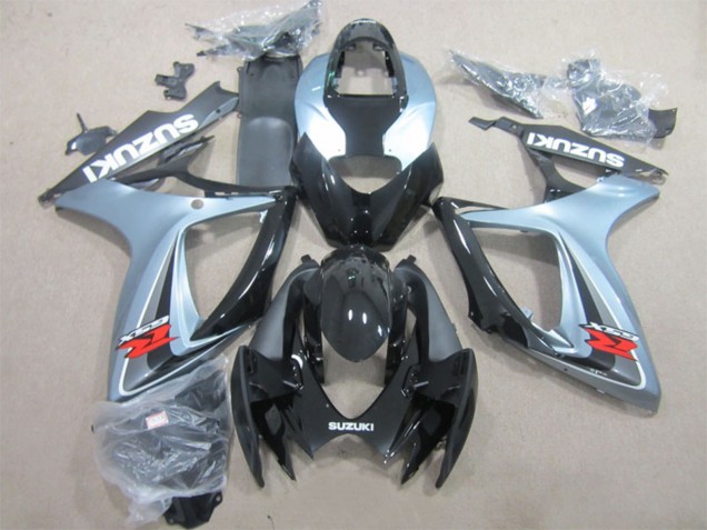Erschwingliche Suzuki GSXR 600 Motorrad Verkleidung 2006-2007 - Grau Glanzendes Schwarz