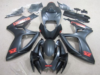 Erschwingliche Suzuki GSXR 600 Motorrad Verkleidung 2006-2007 - Matt Schwarz Rot Aufkleber