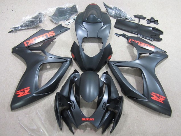 Erschwingliche Suzuki GSXR 600 Motorrad Verkleidung 2006-2007 - Matt Schwarz Rot Aufkleber