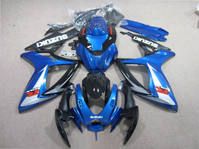 Erschwingliche Suzuki GSXR 600 Motorrad Verkleidung 2006-2007 - Blau Weiss Glanzendes Schwarz Rot
