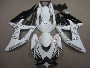 Erschwingliche Suzuki GSXR 600 Motorrad Verkleidung 2008-2010 - Weiss Schwarz Corona Extra Motul